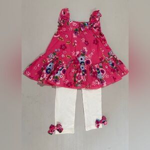 NWT First Impressions Pink top and White Leggings with Playful Flair